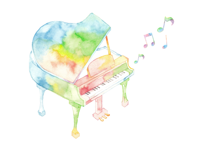 水彩画で描かれたピアノ